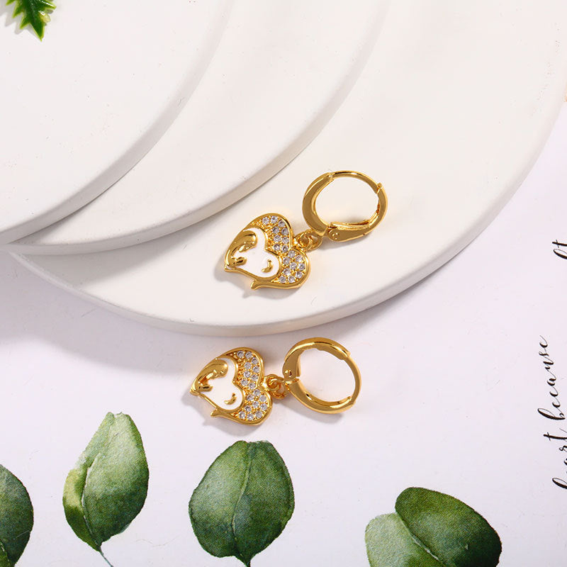 Wholesale Oil Drops Love Heart Our Lady Copper Earrings